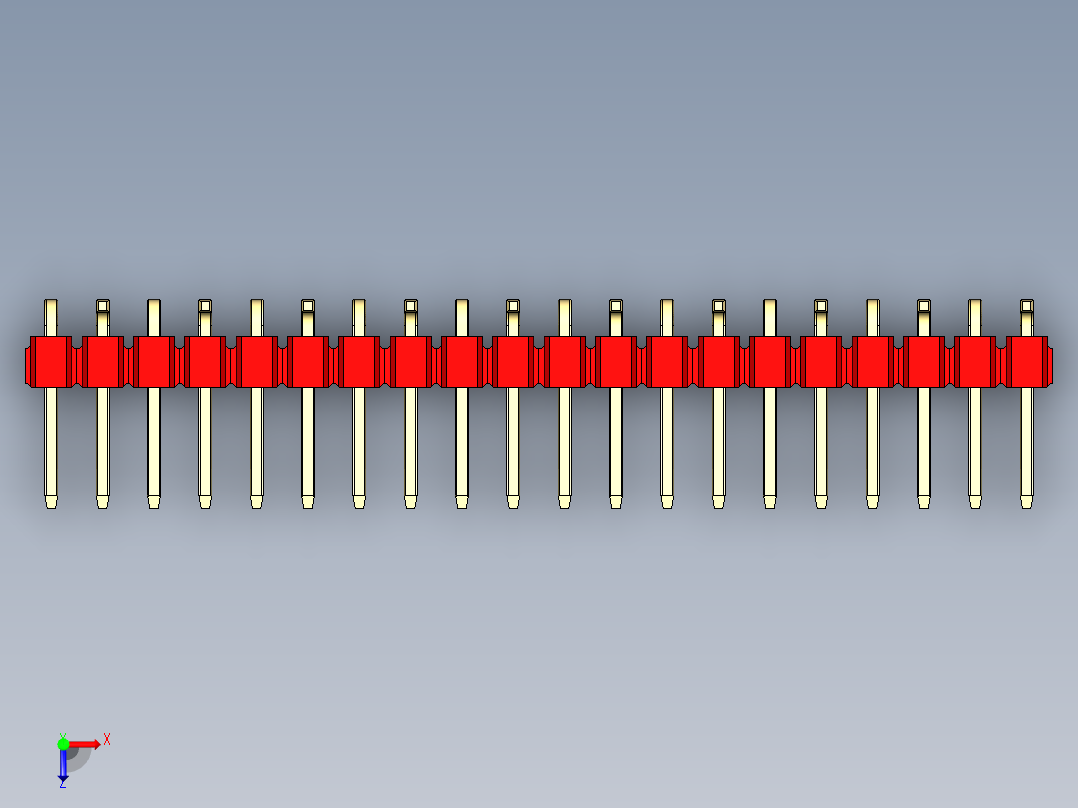 彩色公排针 100mil 2.54mm 系列-DS1022_red_20p_100mil_Type_SMT_R2_rev1.0俯视图