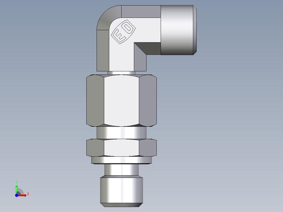 卡套式工业通用硬管接头EO_Assembled_adjustable_standpipe_elbow_EVW08LMOMD71前视图