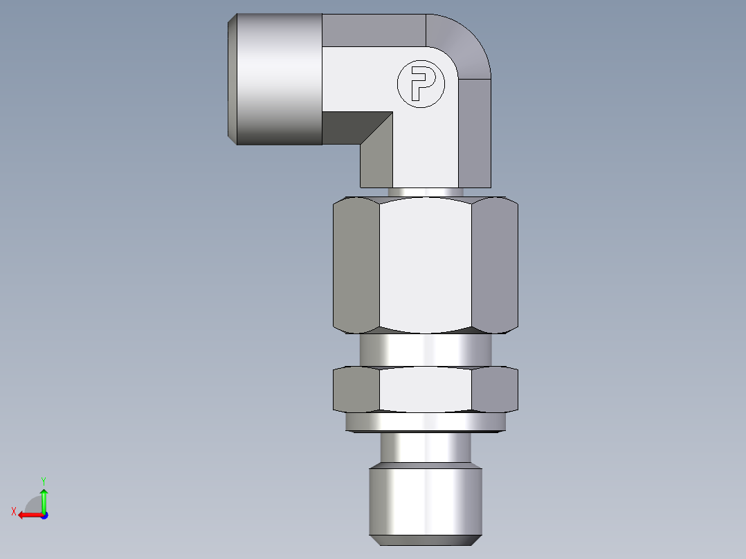 卡套式工业通用硬管接头EO_Assembled_adjustable_standpipe_elbow_EVW08LMOMD71后视图