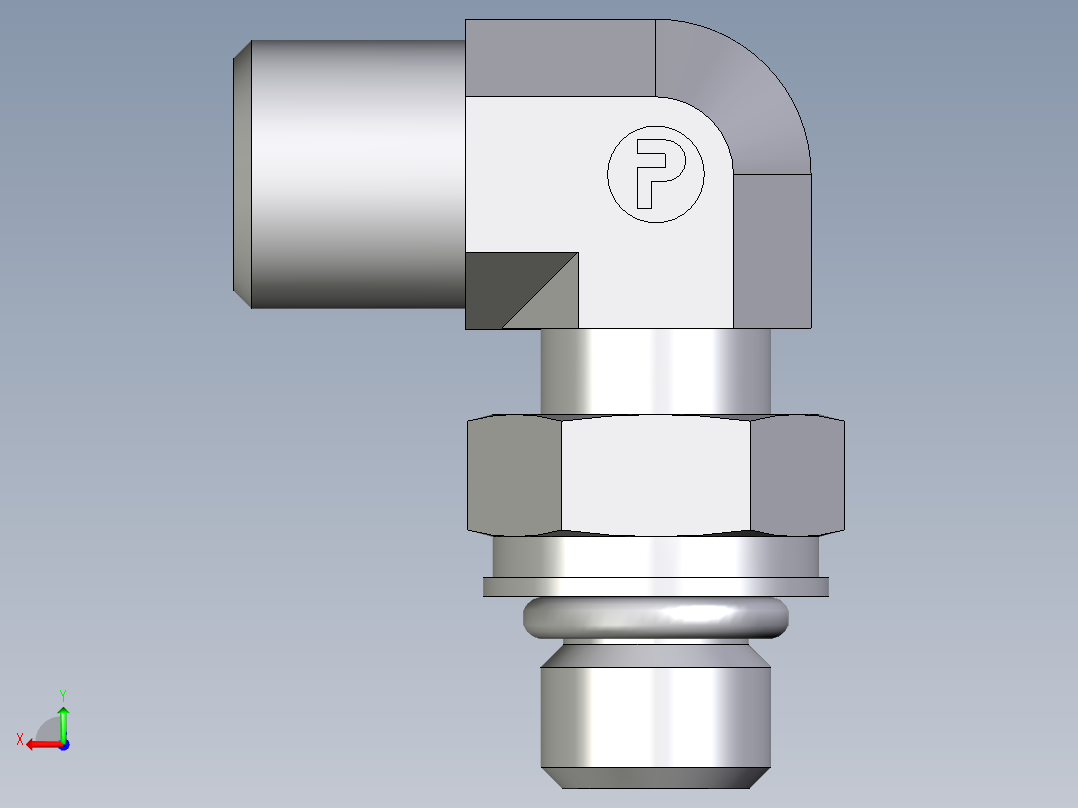 卡套式工业通用硬管接头EO_Adjustable_Locknut_elbow_WEE06SMOROMDCF后视图