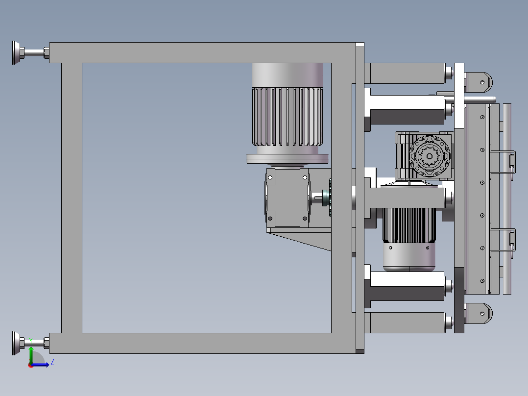 水平旋转导向轨发动机缸体生产线左视图