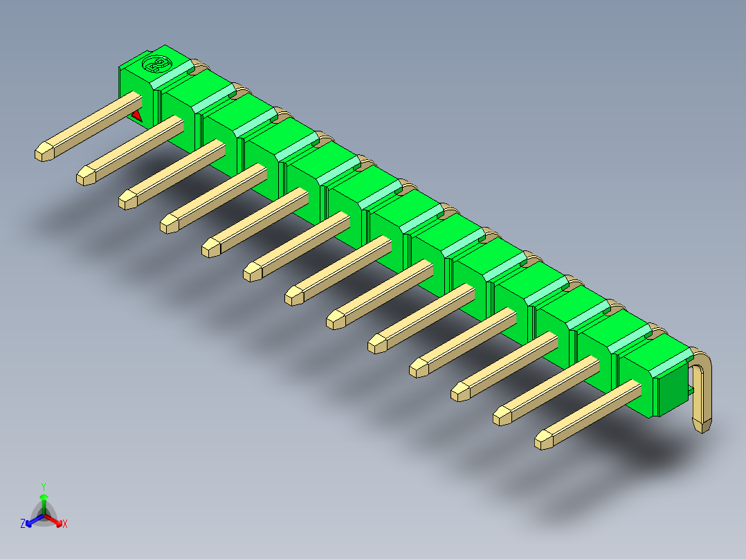 彩色公排针 100mil 2.54mm 系列-DS1022_green_1x13p_100mil_TypeD_rev1.0