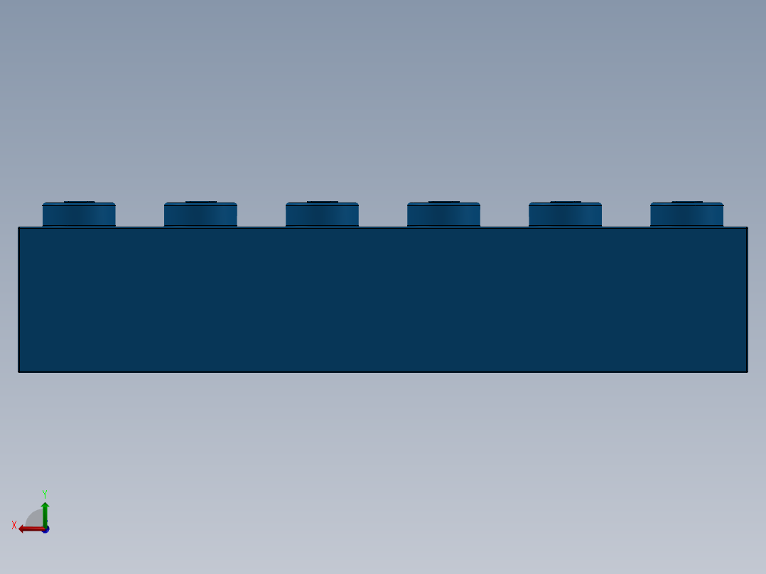 乐高套装 4421基本积木-300923 Bright Blue Brick 1 x 6.SLDPRT后视图