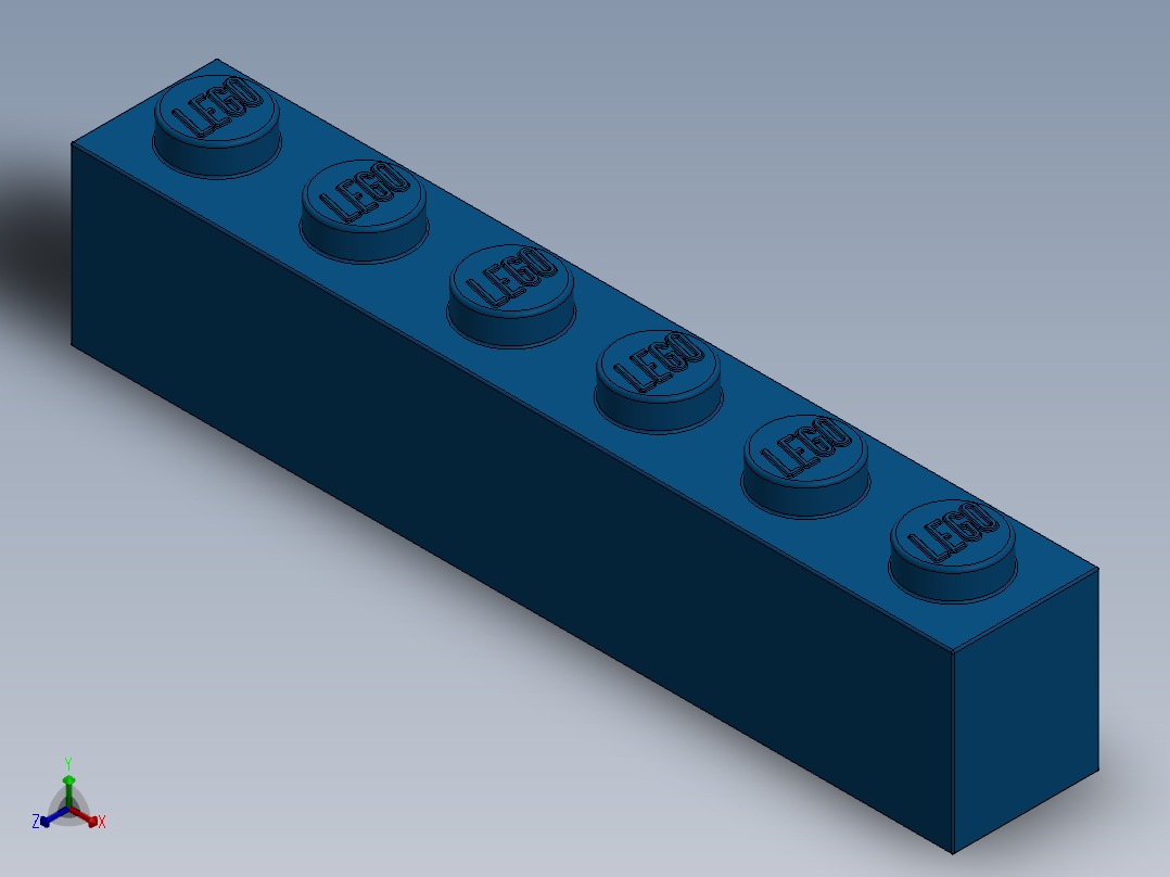 乐高套装 4421基本积木-300923 Bright Blue Brick 1 x 6.SLDPRT正等轴测图