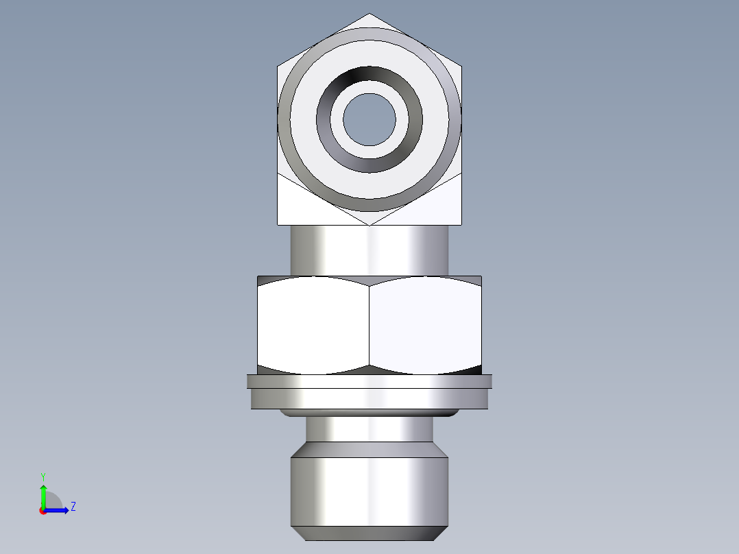 卡套式工业通用硬管接头EO_Adjustable_locknut_branch_tee_TEE06SMOMDCF左视图