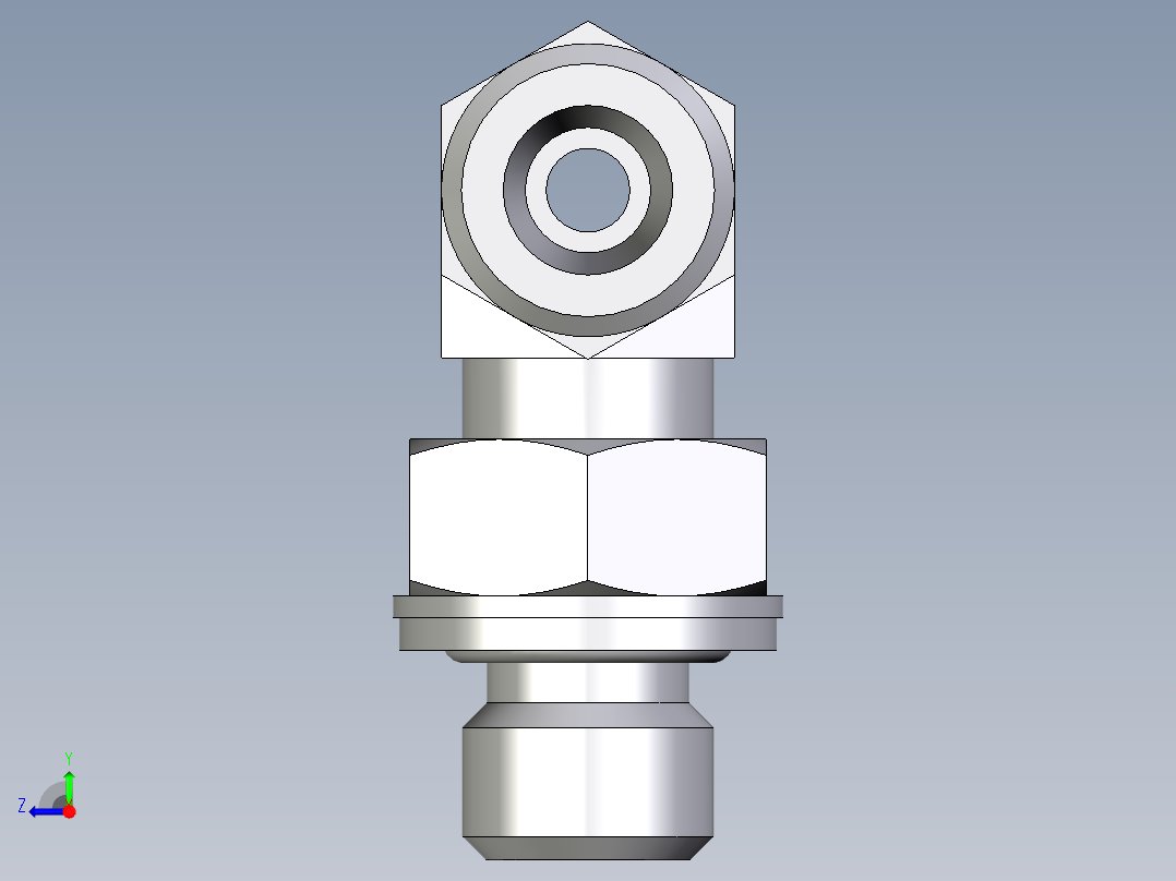 卡套式工业通用硬管接头EO_Adjustable_locknut_branch_tee_TEE06SMOMDCF右视图