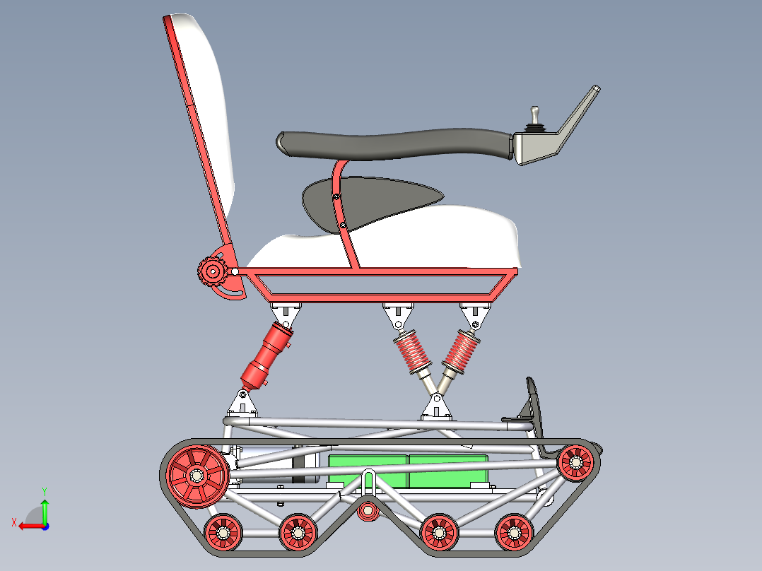 履带式轮椅三维模型后视图