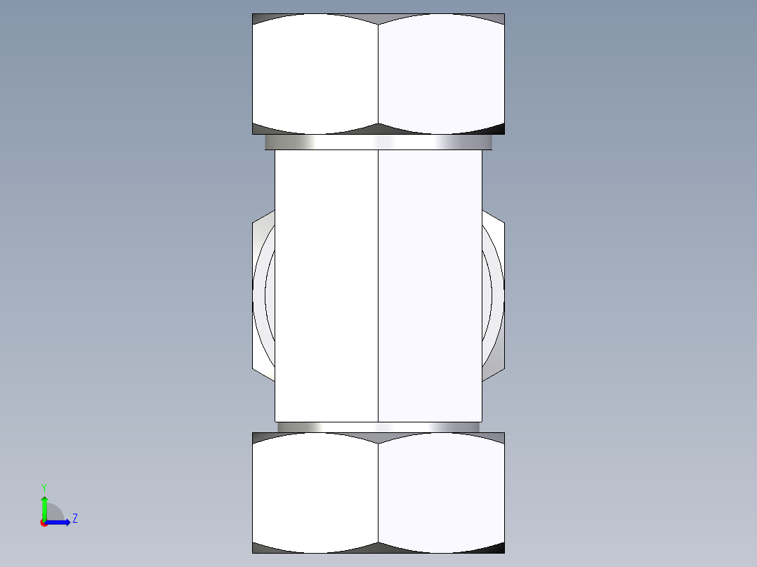 卡套式工业通用硬管接头EO_Swivel_nut_run_tee_EL35ZLCF左视图
