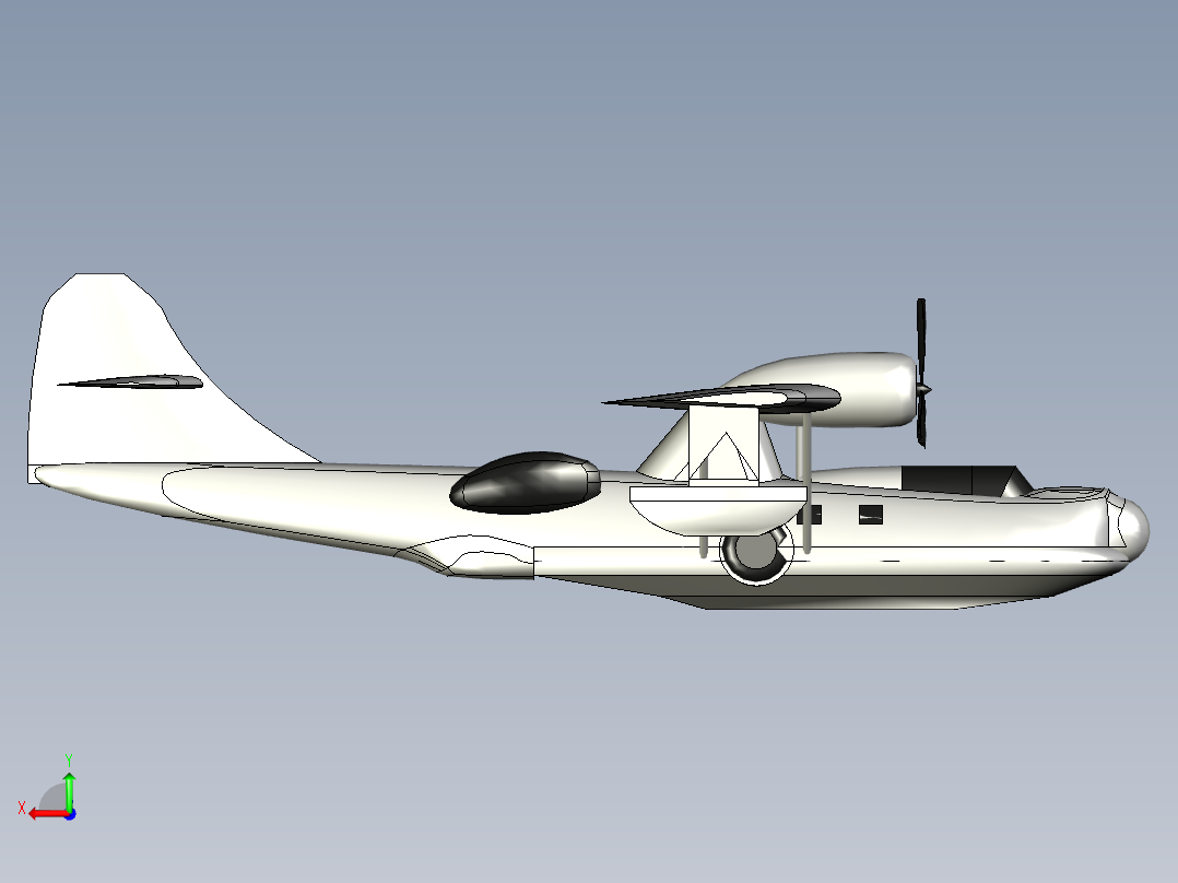 联合PBY-5A卡特琳娜飞行船和两栖飞机后视图