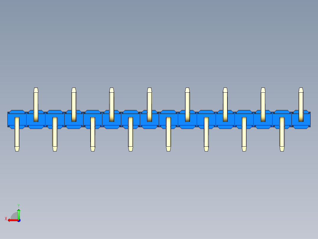 彩色公排针 100mil 2.54mm 系列-DS1022_blue_16p_100mil_Type_SMT_R1_rev1.0后视图