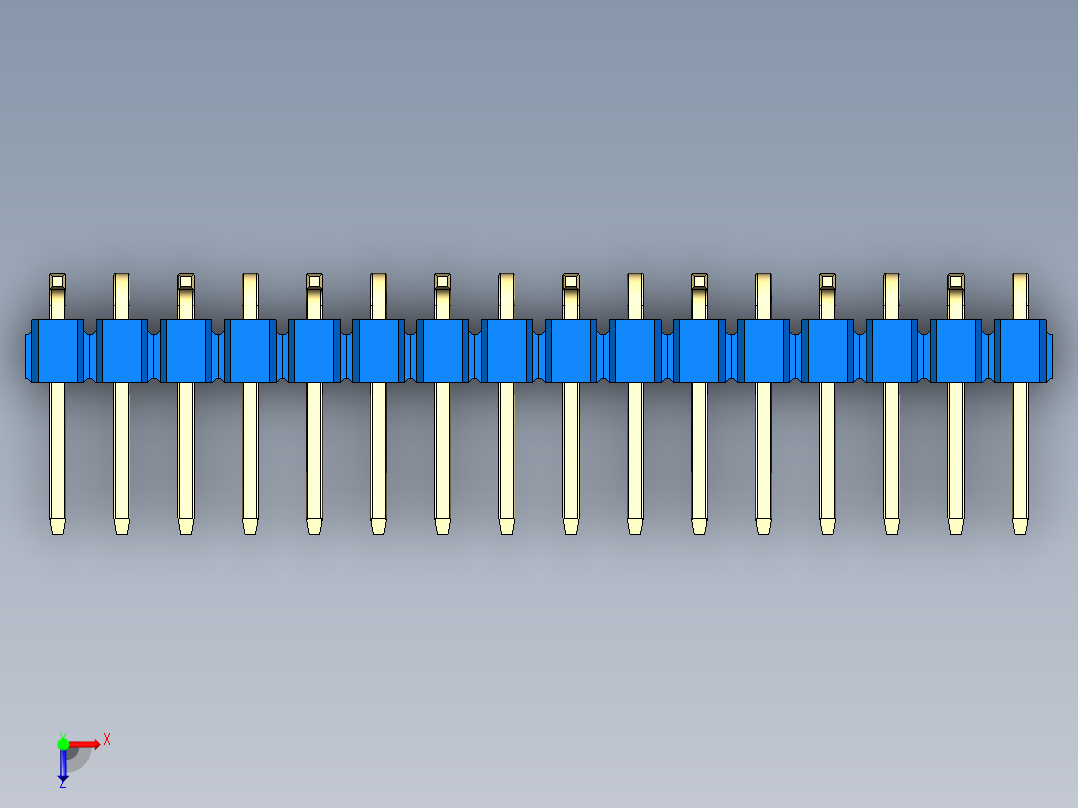 彩色公排针 100mil 2.54mm 系列-DS1022_blue_16p_100mil_Type_SMT_R1_rev1.0俯视图