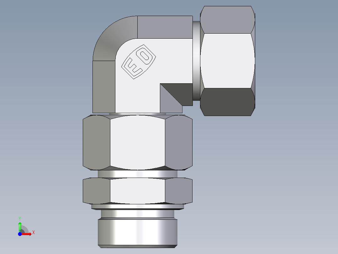 卡套式工业通用硬管接头EO_Assembled_adjustable_standpipe_elbow_EVW30SM71前视图