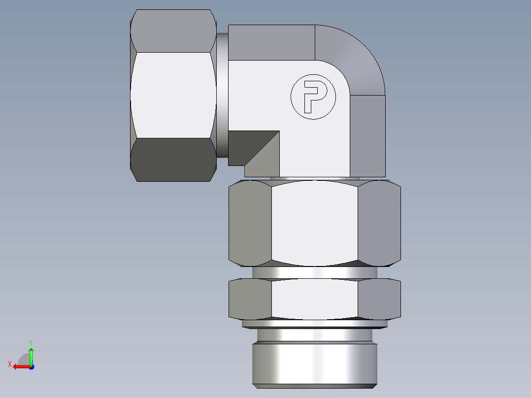卡套式工业通用硬管接头EO_Assembled_adjustable_standpipe_elbow_EVW30SM71后视图