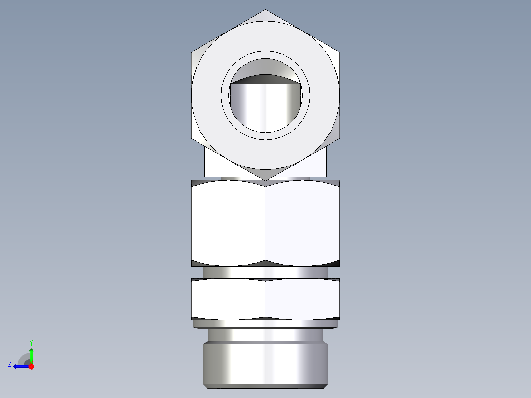 卡套式工业通用硬管接头EO_Assembled_adjustable_standpipe_elbow_EVW30SM71右视图