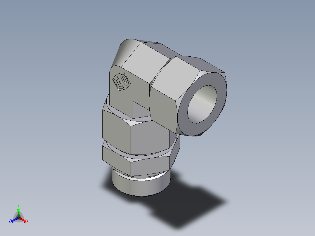 卡套式工业通用硬管接头EO_Assembled_adjustable_standpipe_elbow_EVW30SM71正等轴测图