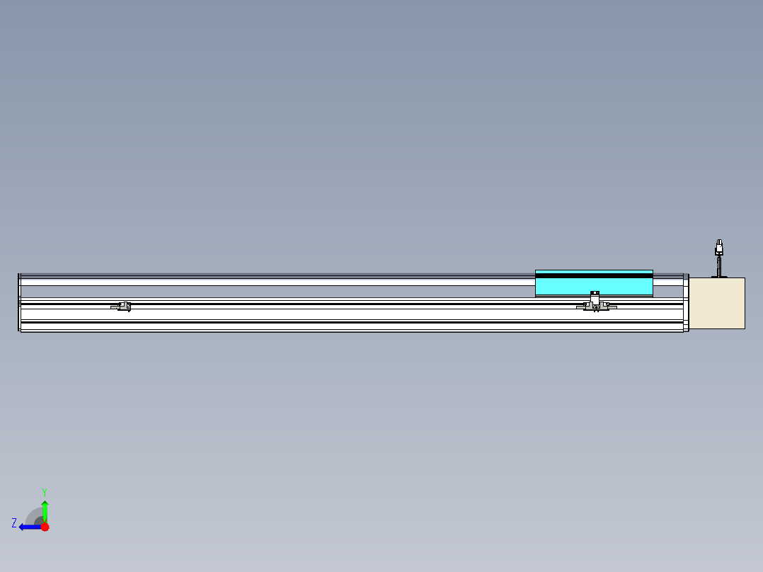 同步带滑台-半封闭B22-L100-C-S900-L-P75-D3-N5右视图