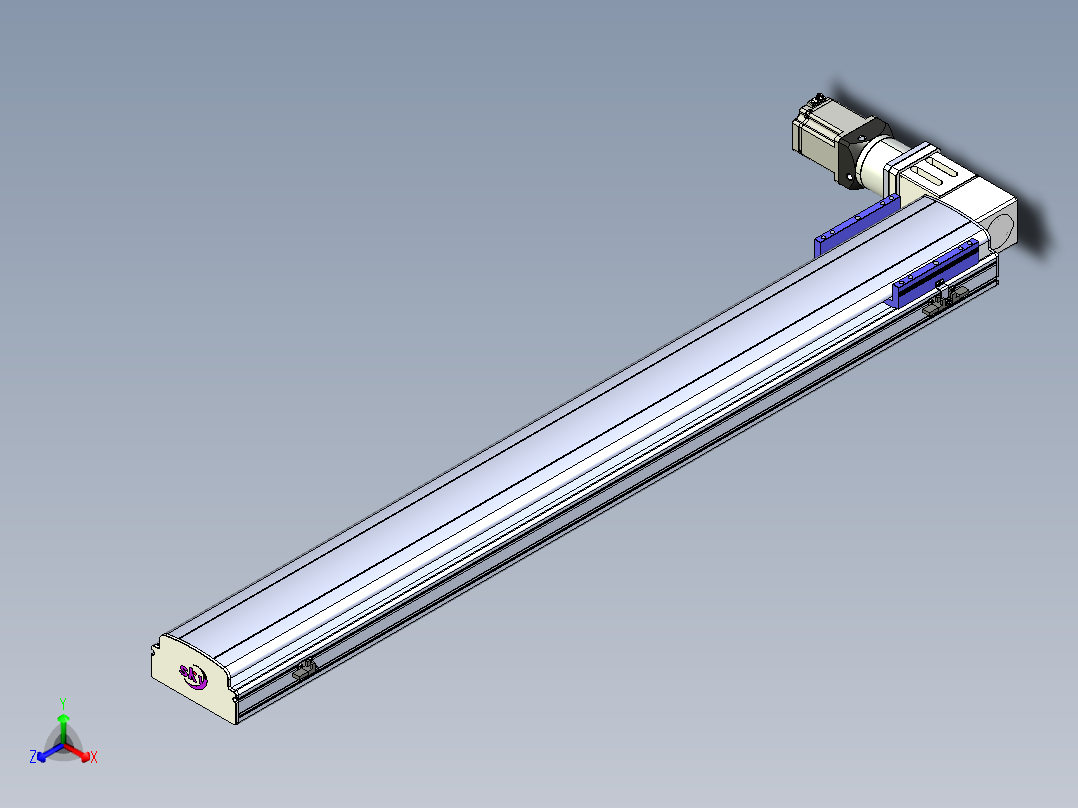 同步带滑台-半封闭B17-L100-S1250-L-P75-D3-N3正等轴测图
