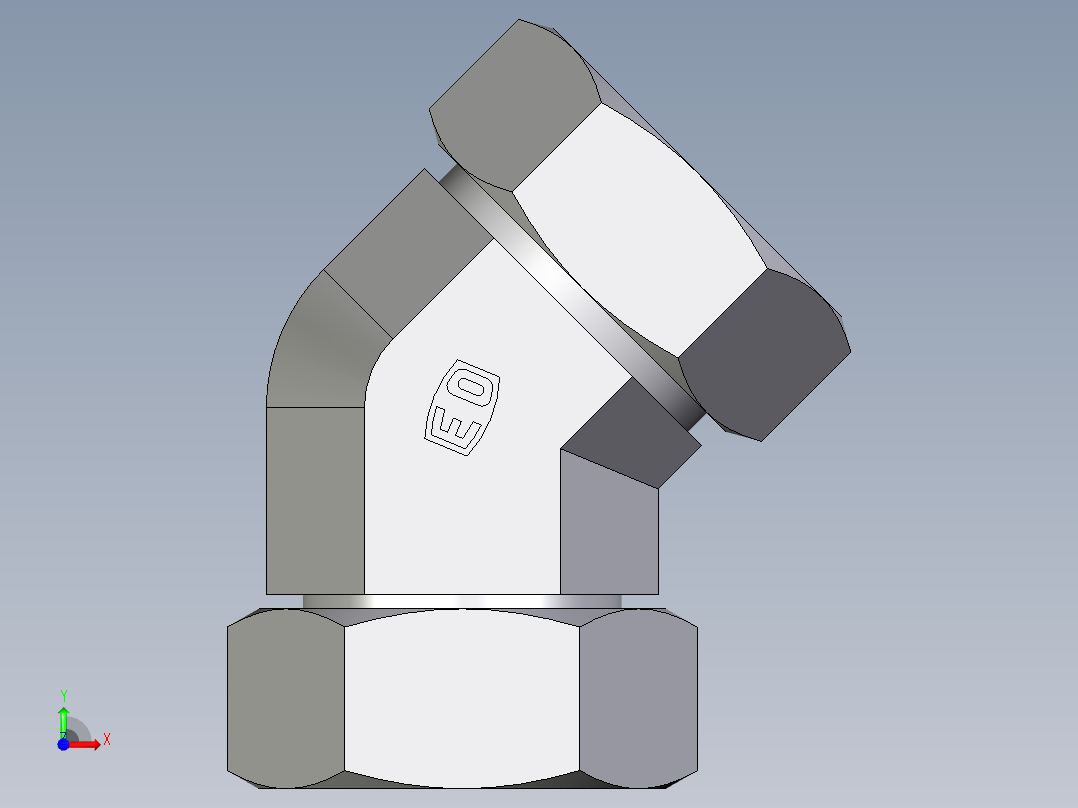 卡套式工业通用硬管接头EO_Swivel_nut_45_deg_elbow_EV42ZL71前视图