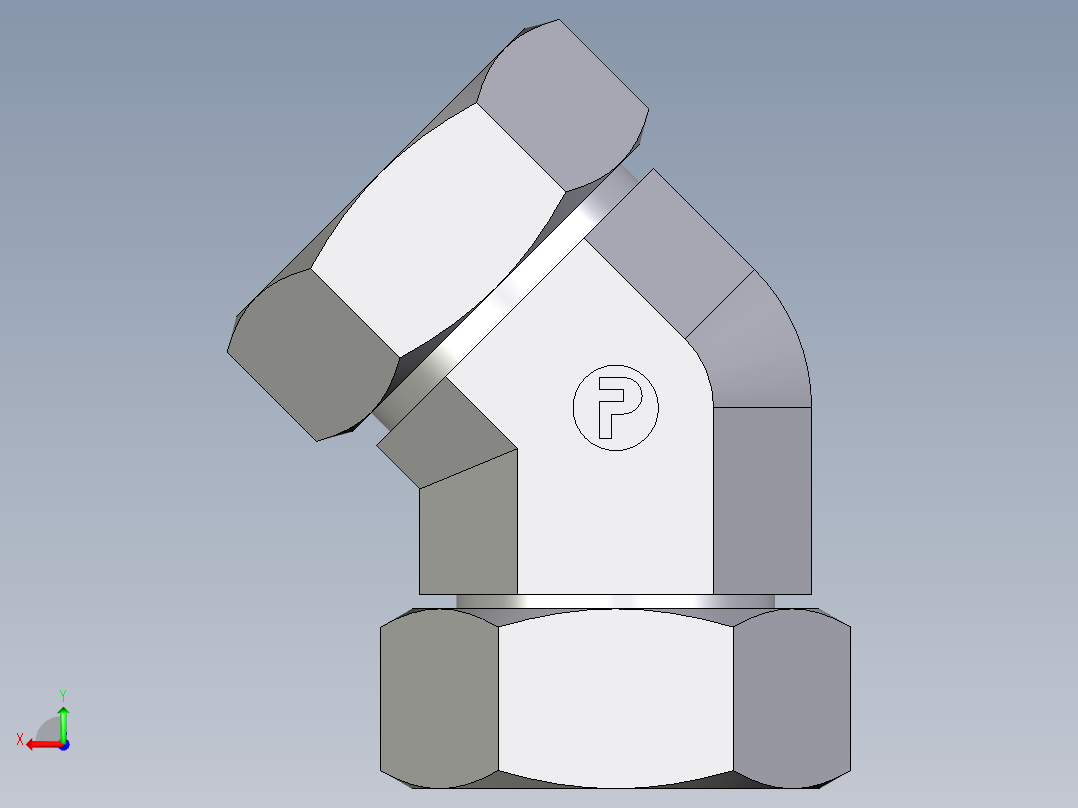 卡套式工业通用硬管接头EO_Swivel_nut_45_deg_elbow_EV42ZL71后视图