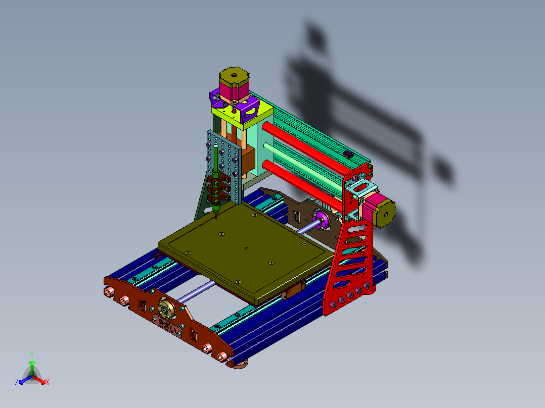 小型玉石数控雕刻机正等轴测图