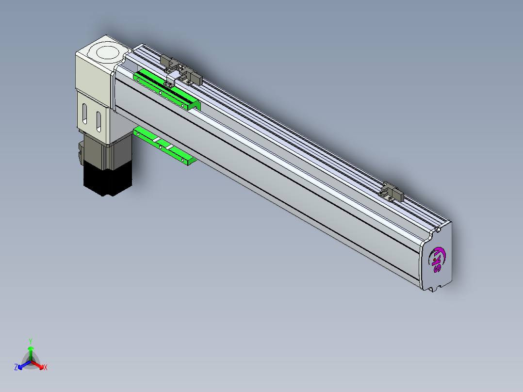 同步带滑台-半封闭B10-L90-S400-L-P40-D3正等轴测图