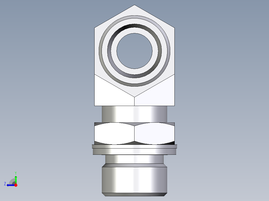 卡套式工业通用硬管接头EO_Adjustable_locknut_branch_tee_TEE16SMOMDCF右视图