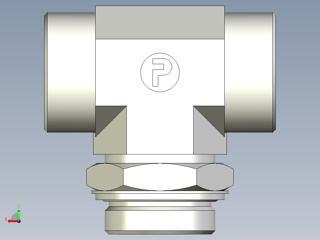 卡套式工业通用硬管接头EO_Adjustable_locknut_branch_tee_TEE38SROMDCF后视图