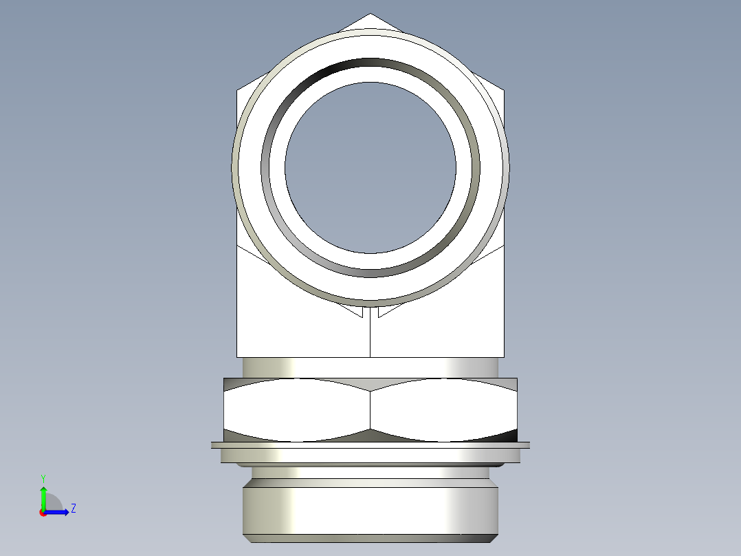 卡套式工业通用硬管接头EO_Adjustable_locknut_branch_tee_TEE38SROMDCF左视图