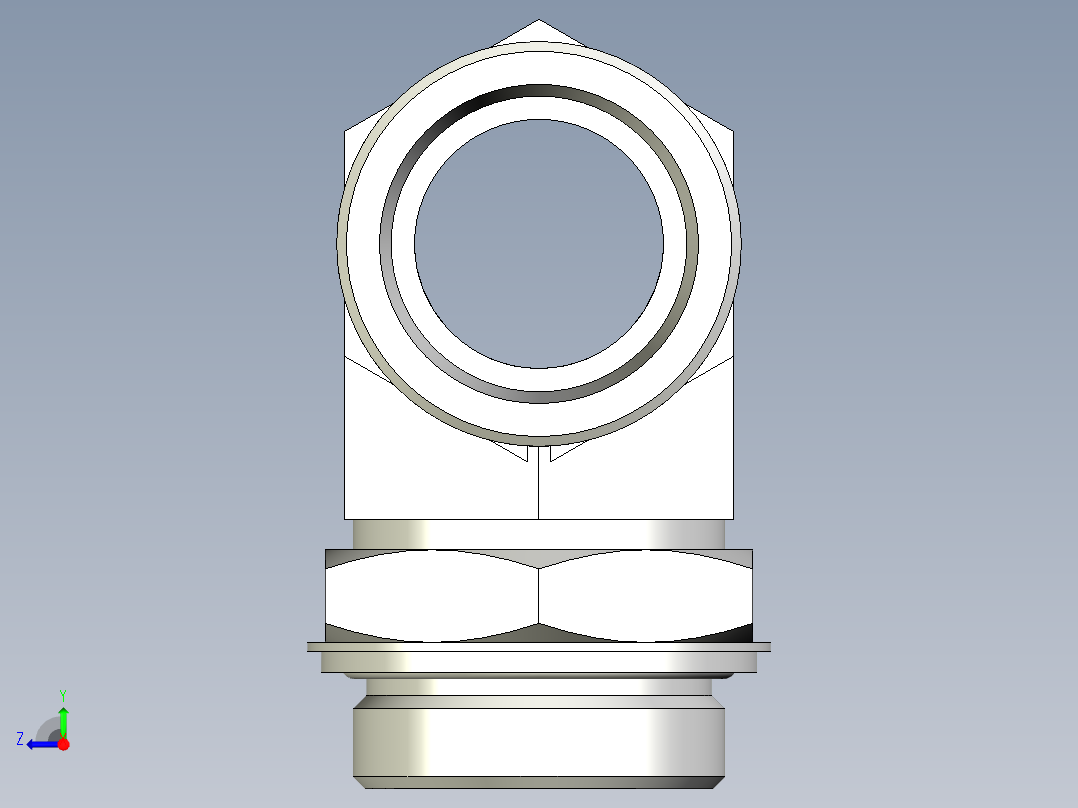 卡套式工业通用硬管接头EO_Adjustable_locknut_branch_tee_TEE38SROMDCF右视图