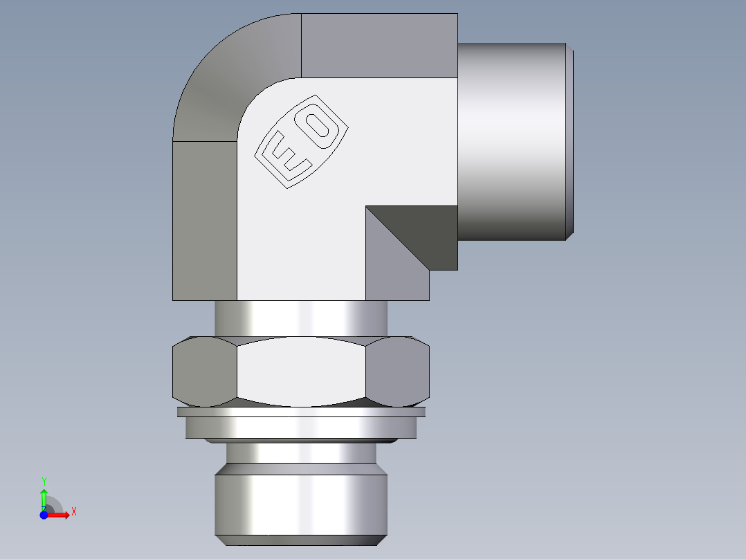 卡套式工业通用硬管接头EO_Adjustable_Locknut_elbow_WEE16SROMDCF前视图