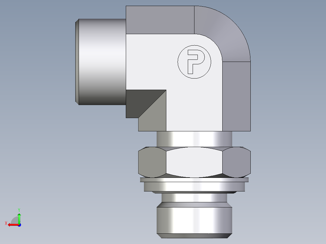 卡套式工业通用硬管接头EO_Adjustable_Locknut_elbow_WEE16SROMDCF后视图