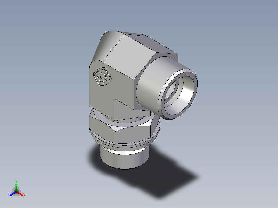 卡套式工业通用硬管接头EO_Adjustable_Locknut_elbow_WEE16SROMDCF正等轴测图