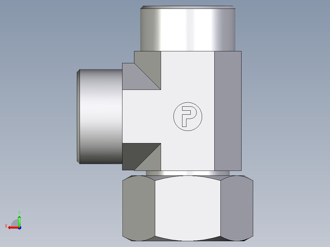 卡套式工业通用硬管接头EO_Swivel_nut_run_tee_EL30SOMD71后视图