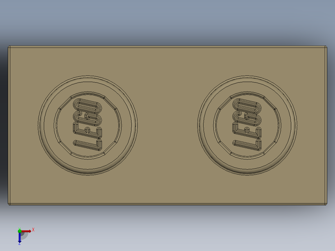 乐高机械组积木（横梁）-4205107 - 3700 Tan - Brick Yellow Technic Brick 1 x 2 with Hole俯视图