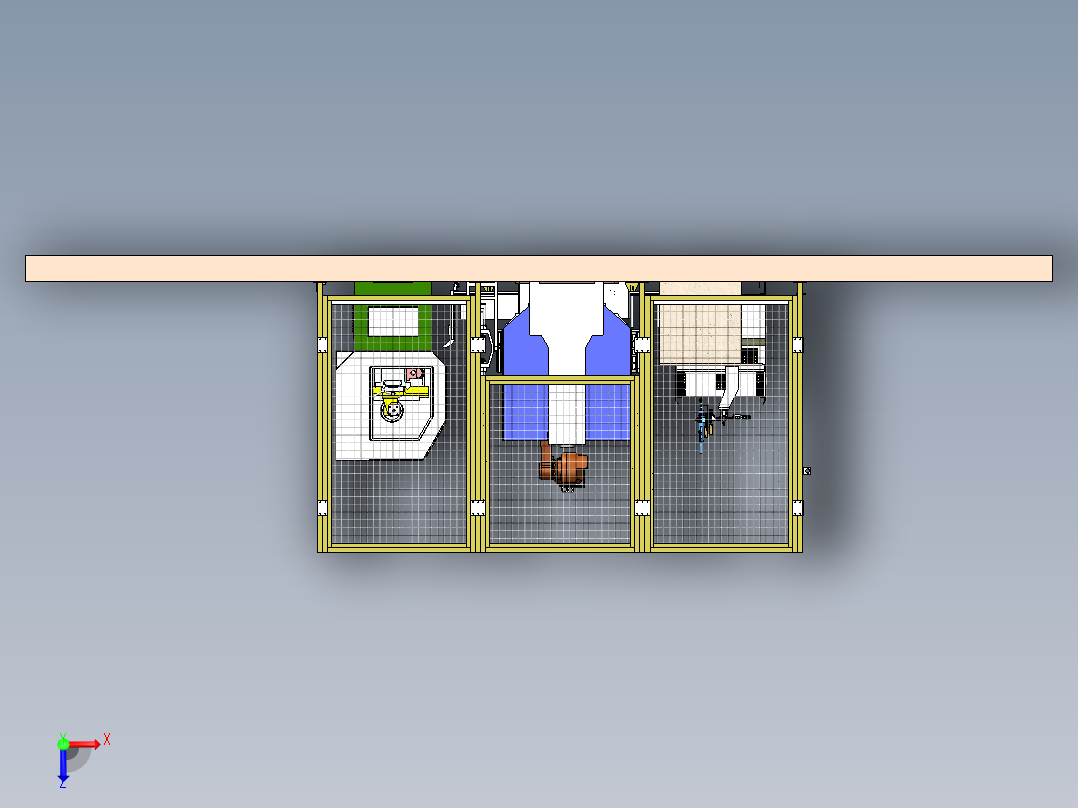 数控机床机器人上下料方案sw19俯视图