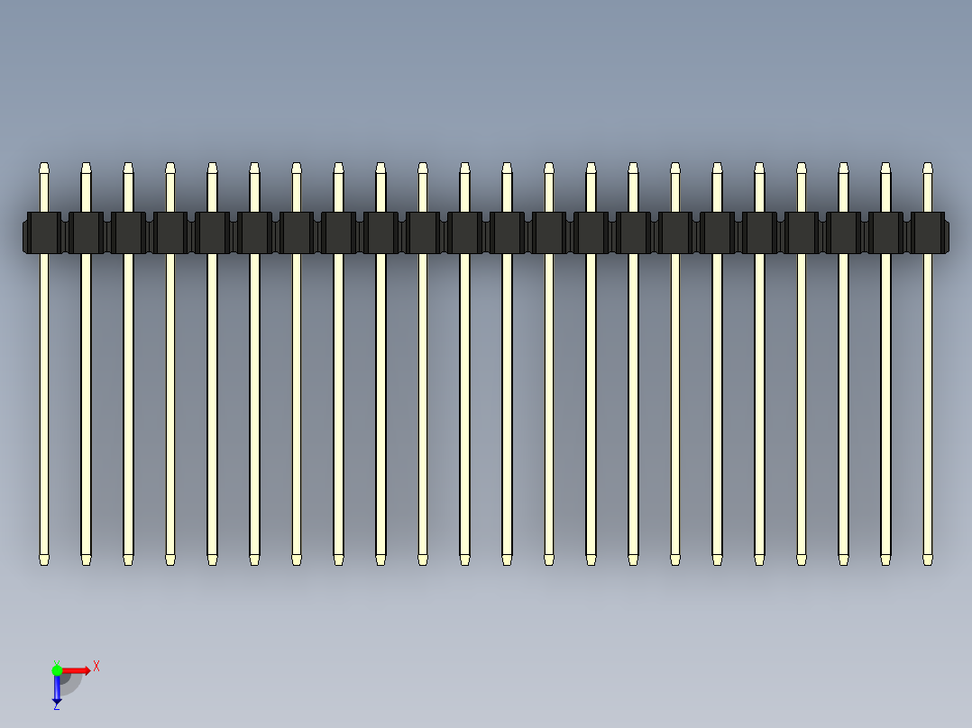彩色公头100mil（2.54mm）系列-DS1021_black_1x22p_100mil_Type19_rev1.0俯视图