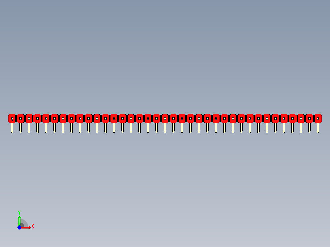 彩色公排针 100mil 2.54mm 系列-DS1022_red_1x37p_100mil_TypeD_rev1.0前视图