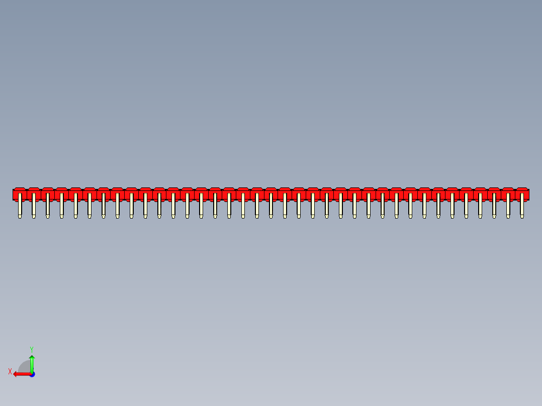 彩色公排针 100mil 2.54mm 系列-DS1022_red_1x37p_100mil_TypeD_rev1.0后视图