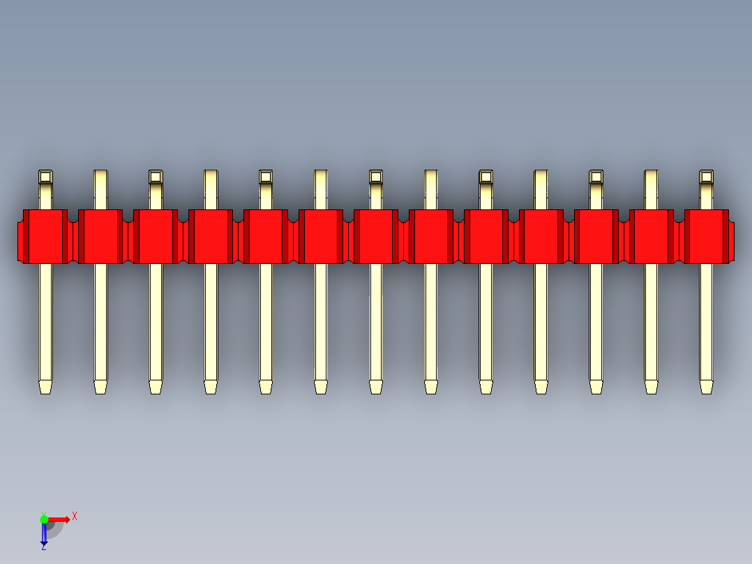 彩色公排针 100mil 2.54mm 系列-DS1022_red_13p_100mil_Type_SMT_R1_rev1.0俯视图