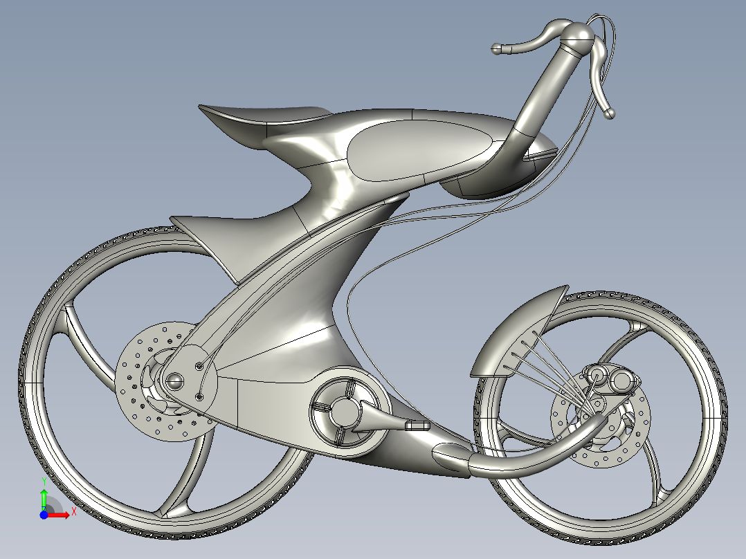 33---自行车1step三维图纸模型设计图纸前视图