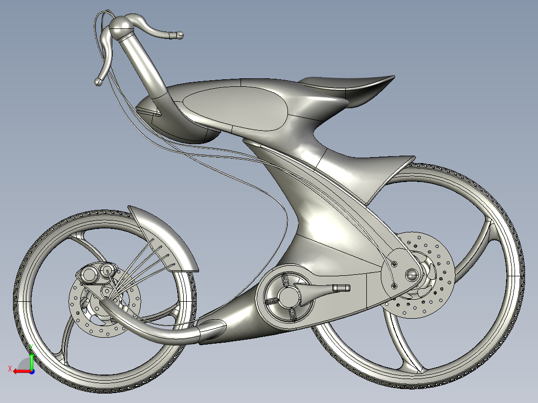 33---自行车1step三维图纸模型设计图纸后视图