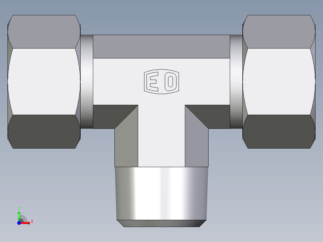 卡套式工业通用硬管接头EO_Male_stud_run_tee_TE15LRCF前视图