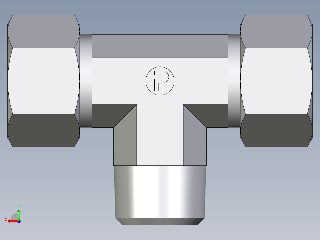 卡套式工业通用硬管接头EO_Male_stud_run_tee_TE15LR71后视图
