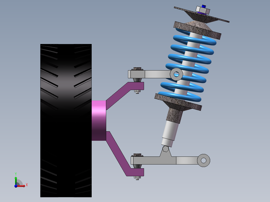 悬架里面带说明图纸三维可设计双臂梁悬架 (2车身质量1145)设计师syzn0121前视图