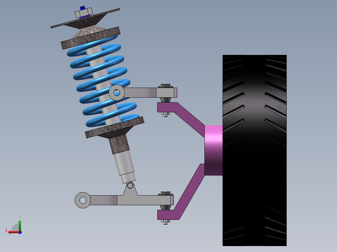 悬架里面带说明图纸三维可设计双臂梁悬架 (2车身质量1145)设计师syzn0121后视图