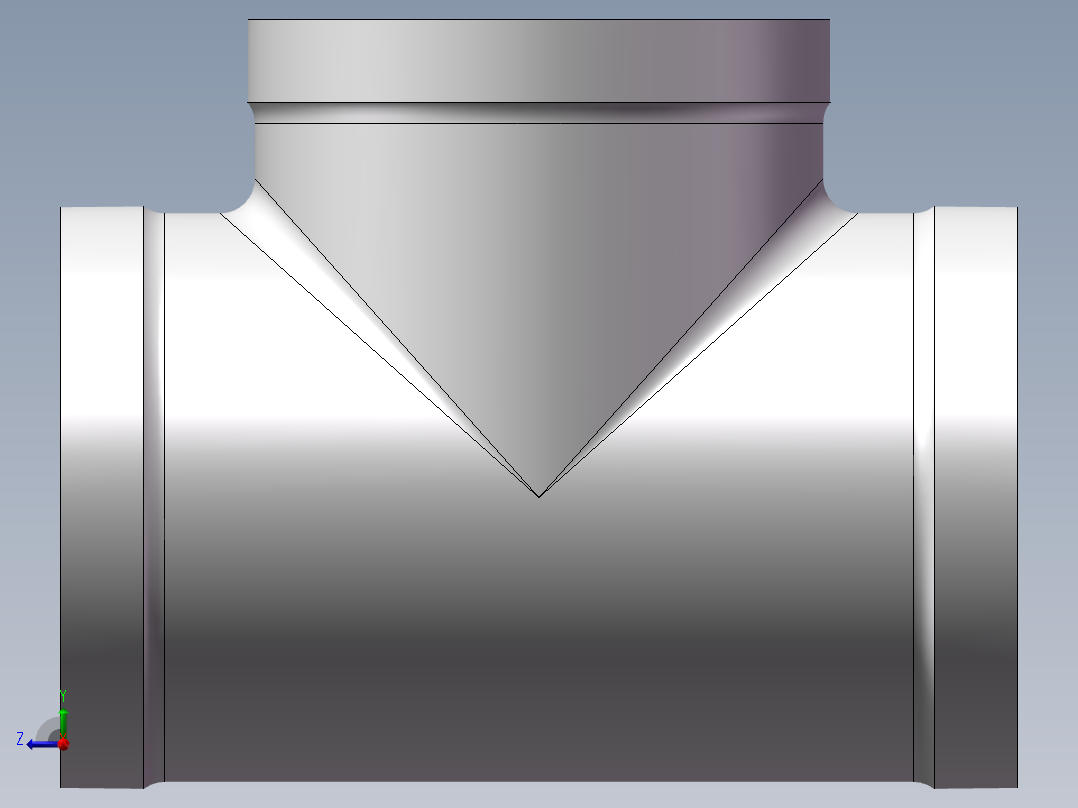 三通-等径 DN65右视图