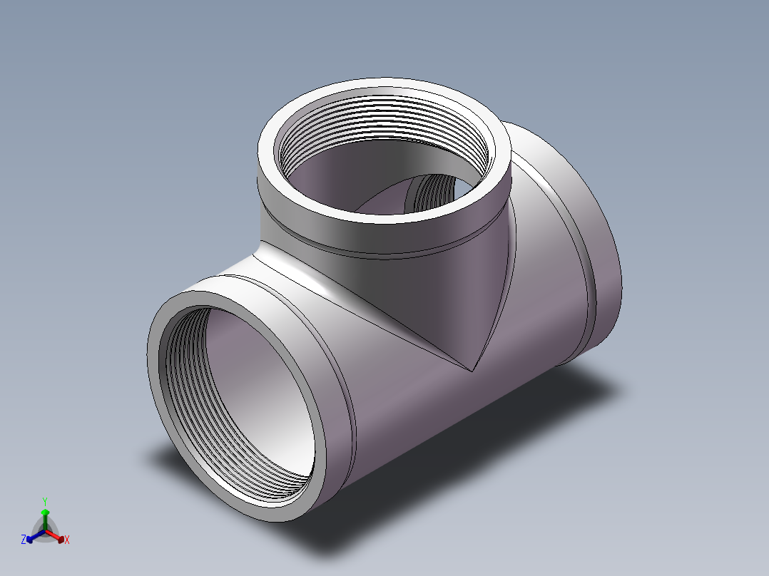三通-等径 DN65正等轴测图