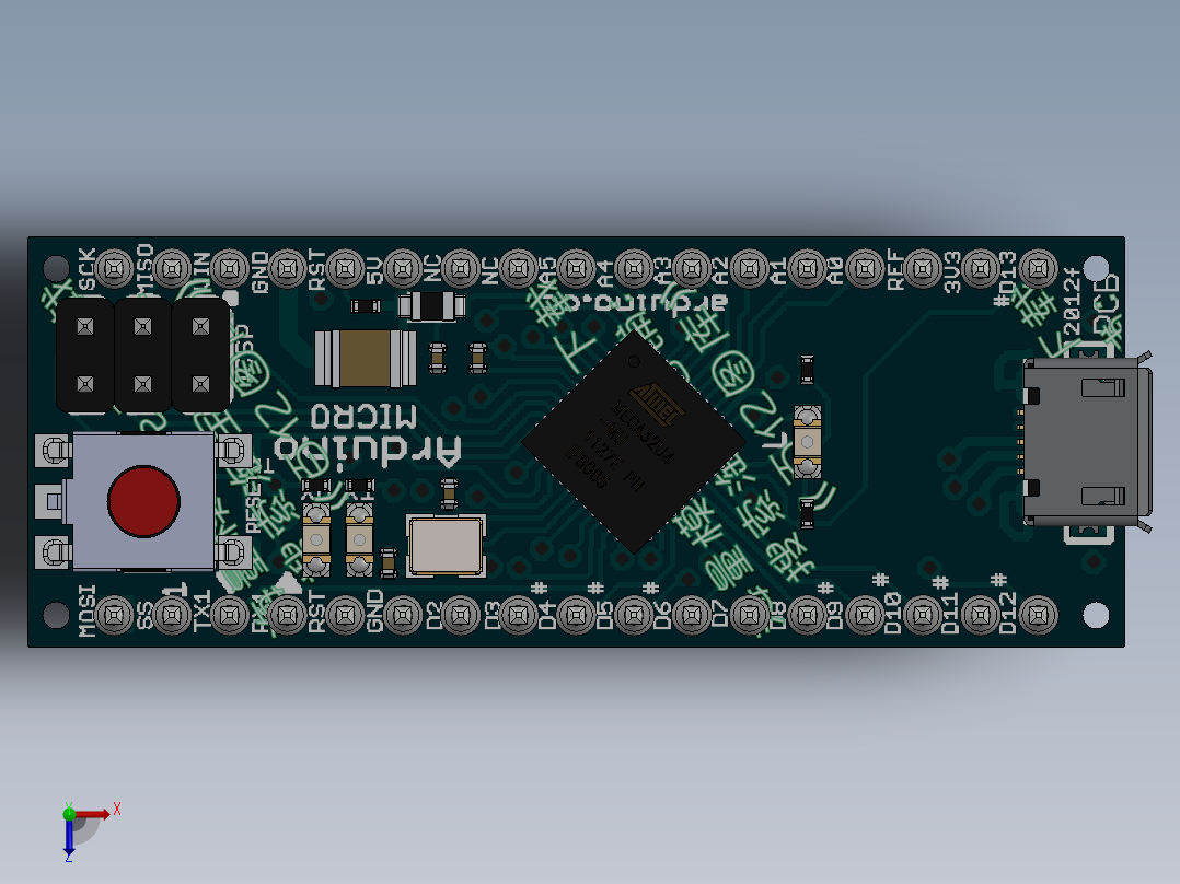电路板ARDUINO MICRO SW STP IGS俯视图