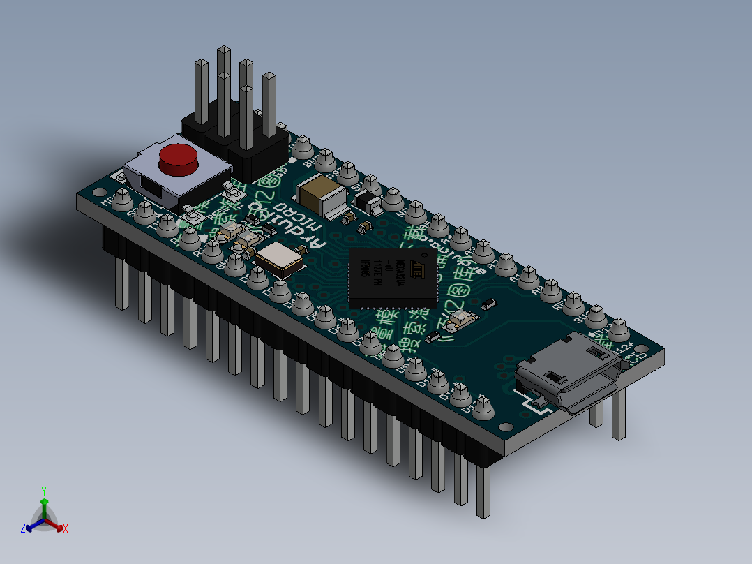 电路板ARDUINO MICRO SW STP IGS正等轴测图