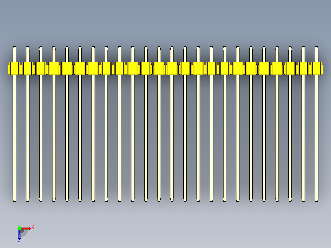 彩色公头100mil（2.54mm）系列-DS1021_yellow_2x24p_100mil_Type43_rev1.0俯视图